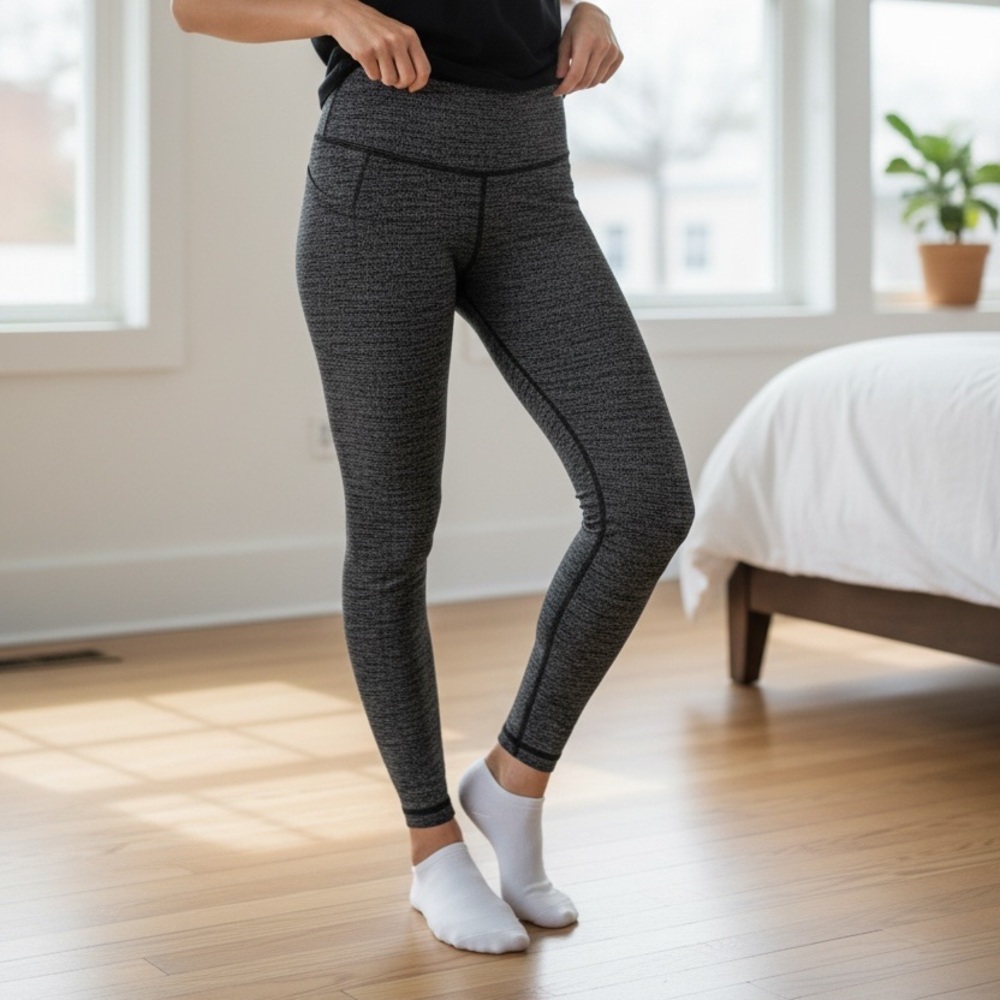 Lululemon High Times Pant Space Dye Heathered Black White Leggings Size 2‎ 27"